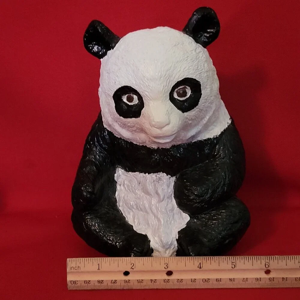 Vintage Panda Bear Piggy Bank Figurine Decor 8 Inch Tall